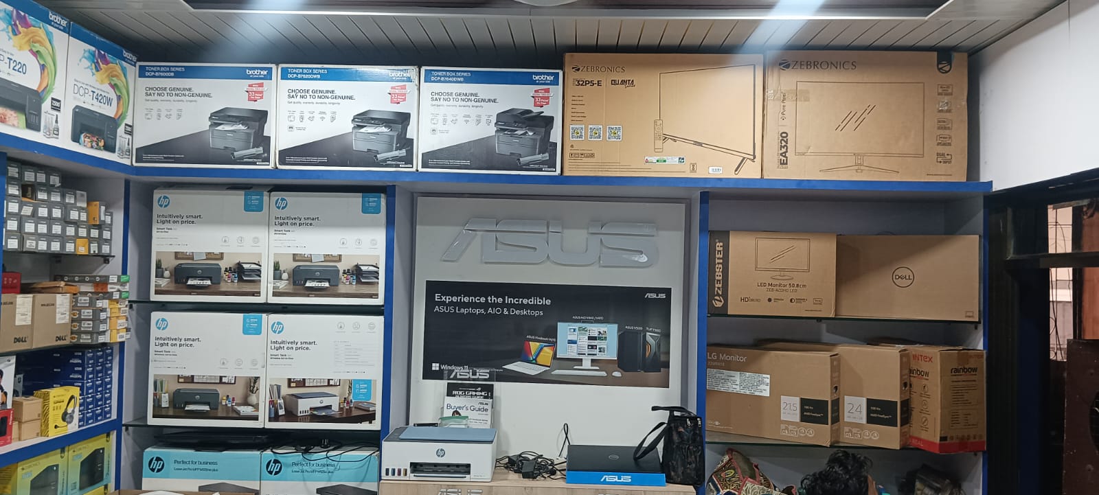 Brother, HP, Asus and Zebronics products on display